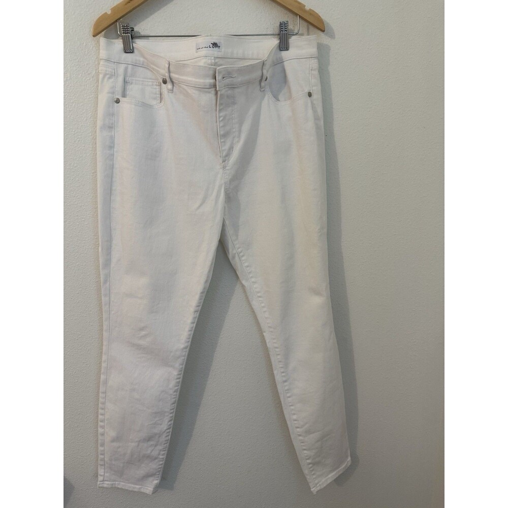 Loft Women 14/32 Jeans High Rise Modern Skinny Jeans White Denim Excellent